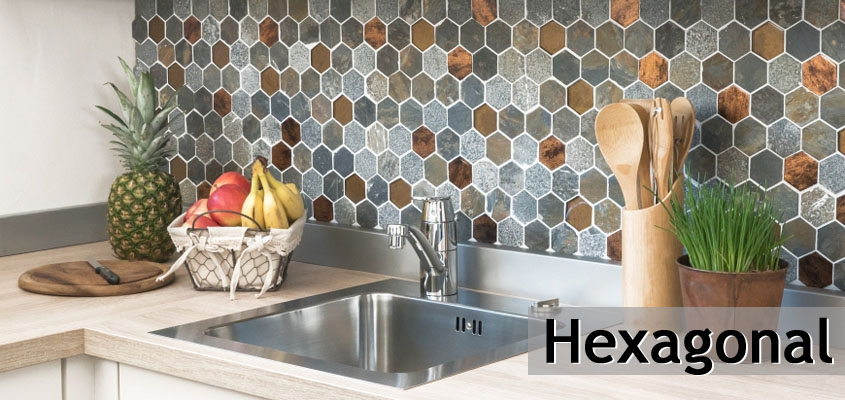 Verre Pierre naturelle Mosaïque Hexagonale