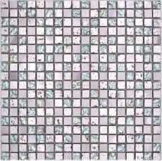 Carreau de mosaïque Translucide aluminium argent Mosaïque de verre Crystal Alu Resin argent MOS92-0202_f