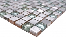 Carreau de mosaïque Translucide aluminium argent Mosaïque de verre Crystal Alu Resin argent MOS92-0202_f