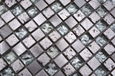 Carreau de mosaïque Translucide aluminium argent Mosaïque de verre Crystal Alu Resin argent MOS92-0202_f