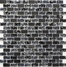Carreau de mosaïque fond de cuisine Translucide noir Brick Mosaïque de verre Crystal pierre noire MOS87-b1128_f