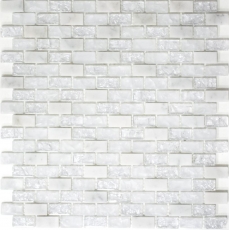Carreau de mosaïque de fond de cuisine Translucide blanc Brick Mosaïque de verre Crystal pierre blanche MOS87-0111_f