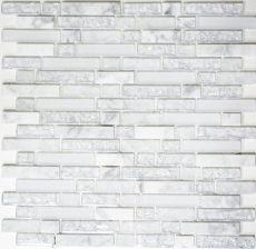 Carreau de mosaïque de fond de cuisine Translucide blanc composite Mosaïque de verre Crystal pierre blanche MOS87-V1311_f