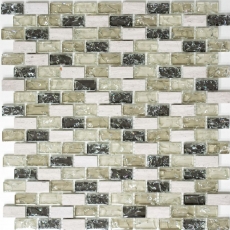 Carreau de mosaïque fond de cuisine gris-vert translucide Brick Mosaïque de verre Crystal pierre gris-vert MOS87-B1152_f