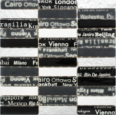 Carreau de mosaïque fond de cuisine Translucide noir Rectangle Mosaïque de verre Crystal Pierre noire MOS87-39_f