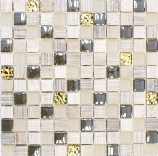 Carreau de mosaïque fond de cuisine translucide gris clair or Mosaïque de verre Crystal pierre EP gris clair or MOS83-HQ22_f