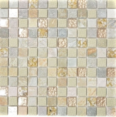 Carreau de mosaïque fond de cuisine or translucide beige Mosaïque de verre Crystal pierre or beige structure MOS83-CR27_f