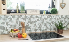Carreau de mosaïque fond de cuisine translucide blanc gris combinaison mosaïque de verre Crystal pierre blanc gris blanc mat MOS88-MC659_f