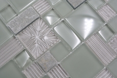 Carreau de mosaïque fond de cuisine gris translucide combinaison mosaïque de verre Crystal pierre claire grise mate MOS88-MC669_f