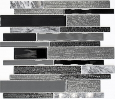 Carreaux de mosaïque fond de cuisine gris noir composite mosaïque de verre pierre grise MOS67-GV44_f