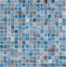Carreaux de mosaïque fond de cuisine bleu vert Mosaïque de verre pierre Cream bleu vert MOS92-XCR1501_f