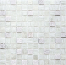 Carreaux de mosaïque Fond de cuisine blanc Mosaïque de verre Pierre Cream MOS94-2503_f