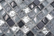Carreau de mosaïque Translucide clair gris argenté Mosaïque de verre Crystal pierre claire gris argenté MOS92-0208_f