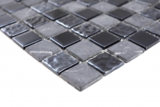 Carreaux de mosaïque fond de cuisine gris noir mosaïque de verre pierre MOS62-0302-GN_f
