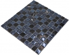 Carreau de mosaïque Translucide gris noir Mosaïque de verre Crystal pierre grise noire MOS82-0208_f