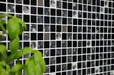 Carreaux de mosaïque fond de cuisine autocollant acier inoxydable noir mosaïque de verre acier noir verre MOS200-4CM26_f