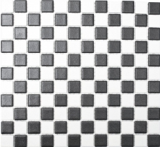 Carreau de mosaïque CÉRAMIQUE ÉCHECS noir blanc mat MOS18-0305-R10_f