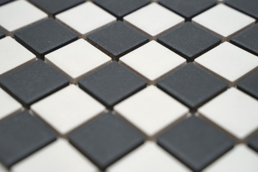 Carreau de mosaïque CÉRAMIQUE ÉCHECS noir blanc mat MOS18-0305-R10_f