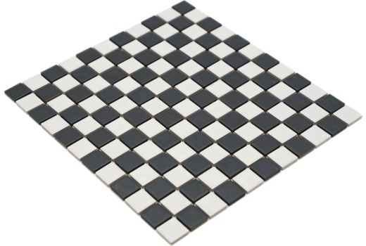 Carreau de mosaïque CÉRAMIQUE ÉCHECS noir blanc mat MOS18-0305-R10_f