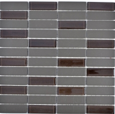 Carreau mosaïque céramique baguettes brun non émaillé verre dosseret cuisine MOS24-1313-R10_f