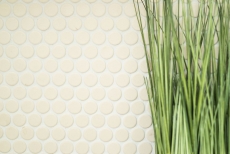 Mosaïque bouton LOOP mosaïque ronde beige clair mat mur carrelage BAD MOS10-1202-R10_f