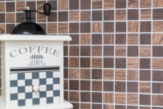 Carreaux de mosaïque ECO GLAS recyclé ECO structure bois brun brun foncé MOS63-410_f