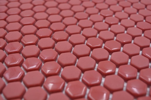 Mosaïque de verre Hexagone rouge Hexagonal Mosaïque hexagonale brillante mate Carreaux de mosaïque murale Carrelage cuisine salle de bain MOS140-0901_f