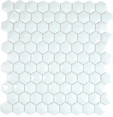 Mosaïque de verre Hexagonal Mosaïque hexagonale blanche 3D Carreaux de mosaïque murale Miroir de carrelage cuisine salle de bain MOS11-AR01_f