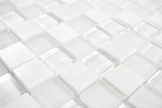 Carré Crystal/pierre mix super white Carreau de mosaïque murale Carrelage cuisine salle de bain MOS72-0001_f