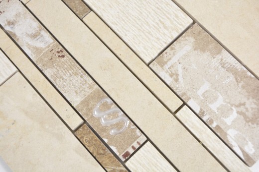 composite marbre/céramique mix beige/color 3F carreau mosaïque mur carrelage cuisine salle de bain MOS180-B03STB_f