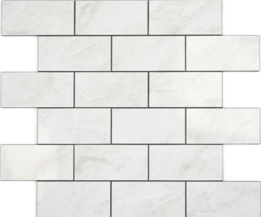 Rectangle AC aspect pierre Carrare Subway Level glossy Carreau de mosaïque murale Miroir de carrelage cuisine salle de bain MOS200-CLG_f