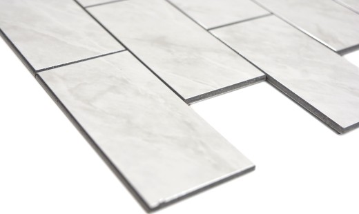 Rectangle AC aspect pierre Carrare Subway Level glossy Carreau de mosaïque murale Miroir de carrelage cuisine salle de bain MOS200-CLG_f