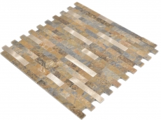 Vinyle composite aspect pierre Multi Slate/Gold Carreau mosaïque mural Cuisine Salle de bains MOS200-MSG_f