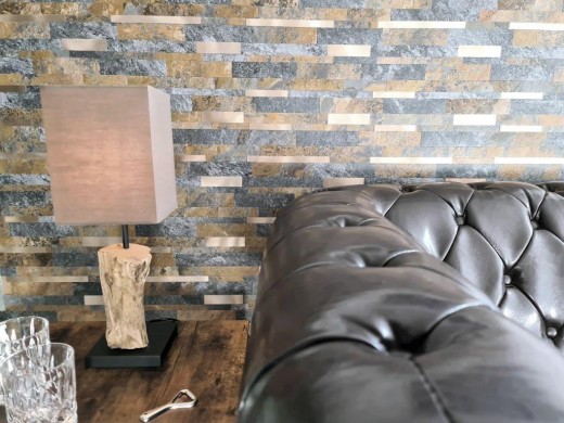 Vinyle composite aspect pierre Multi Slate/Gold Carreau mosaïque mural Cuisine Salle de bain MOS200-8MSG_f
