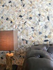 Mosaïque de pierre naturelle fossile Polygonal Bruch Mosiakmatte Wood aspect bois Receveur de douche cuisine mur MOS44-Fossil_f