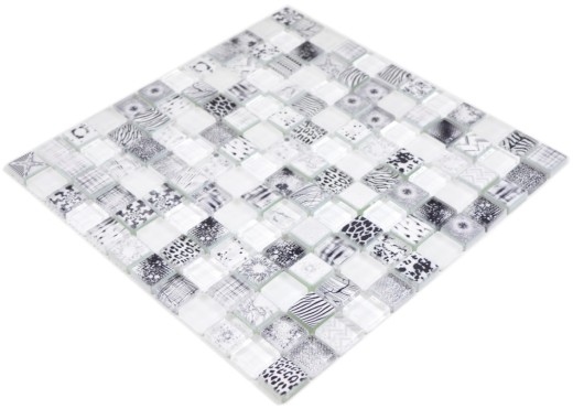 Carré Crystal mix super blanc Carreau de mosaïque murale Carrelage cuisine douche bain MOS74-0203_f