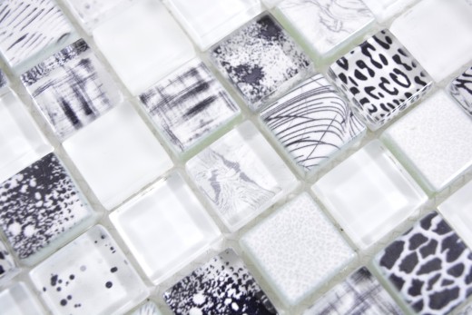 Carré Crystal mix super blanc Carreau de mosaïque murale Carrelage cuisine douche bain MOS74-0203_f