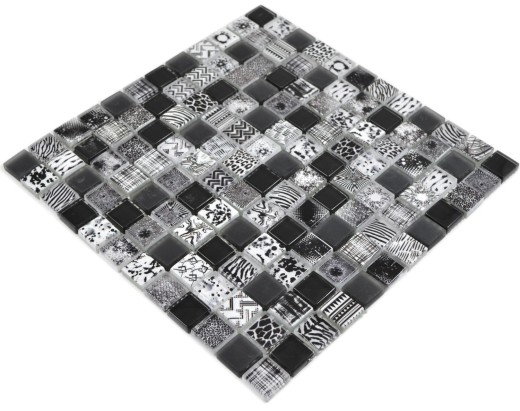 Carré Crystal mix black Carreau de mosaïque murale Carrelage cuisine douche salle de bain MOS74-0322_f