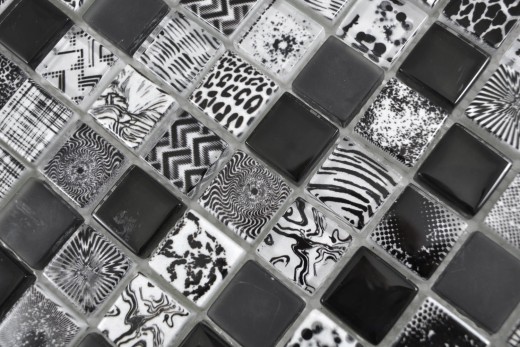 Carré Crystal mix black Carreau de mosaïque murale Carrelage cuisine douche salle de bain MOS74-0322_f