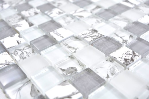 Carré Crystal mix super white/beach Carreau de mosaïque murale Cuisine Douche Salle de bain MOS74-2000_f