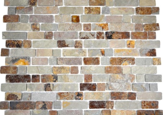 Ardoise Mosaïque Pierre naturelle Brick brun rouille Miroir Mosaïque Tapis Mosaïque Plaque anti-éclaboussures - MOS34-1204