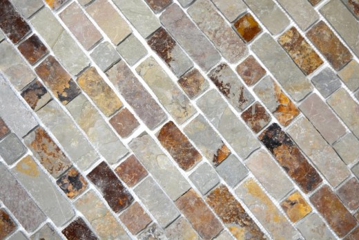 Ardoise Mosaïque Pierre naturelle Brick brun rouille Miroir Mosaïque Tapis Mosaïque Plaque anti-éclaboussures - MOS34-1204