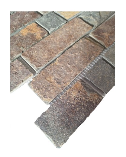 Ardoise Mosaïque Pierre naturelle Brick brun rouille Miroir Mosaïque Tapis Mosaïque Plaque anti-éclaboussures - MOS34-1204