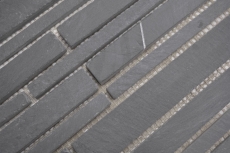 Ardoise Carreau de mosaïque Pierre naturelle Brick anthracite noir Tapis de mosaïque Protection contre les éclaboussures Brique de parement mural - MOS34-0206