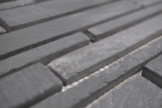 Ardoise Carreau de mosaïque Pierre naturelle Brick anthracite noir Tapis de mosaïque Protection contre les éclaboussures Brique de parement mural - MOS34-0206