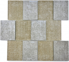 Mosaïque Céramique Mix Mosaïque de verre Rectangle Aspect textile Gris Marron chiné Carrelage - MOS88J-1202