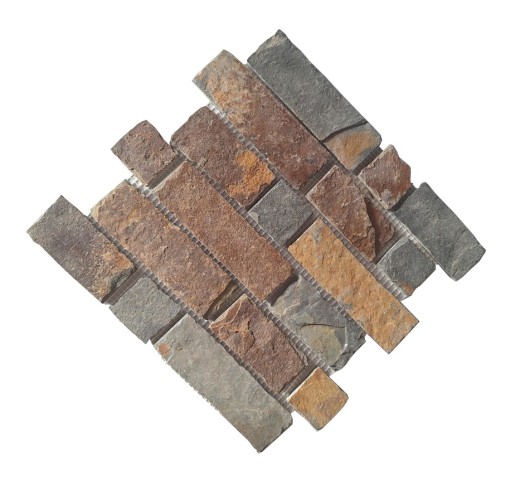 Échantillon manuel de mosaïque Ardoise Pierre naturelle Brick brun rouille MOS34-1204_m