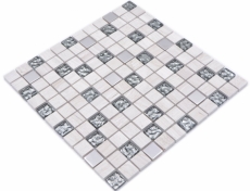 Motif manuel carré Crystal/pierre/acier mix wood white Carreau de mosaïque murale Miroir de carrelage cuisine salle de bain MOS82-0108_m