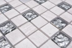 Motif manuel carré Crystal/pierre/acier mix wood white Carreau de mosaïque murale Miroir de carrelage cuisine salle de bain MOS82-0108_m