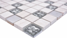 Motif manuel carré Crystal/pierre/acier mix wood white Carreau de mosaïque murale Miroir de carrelage cuisine salle de bain MOS82-0108_m